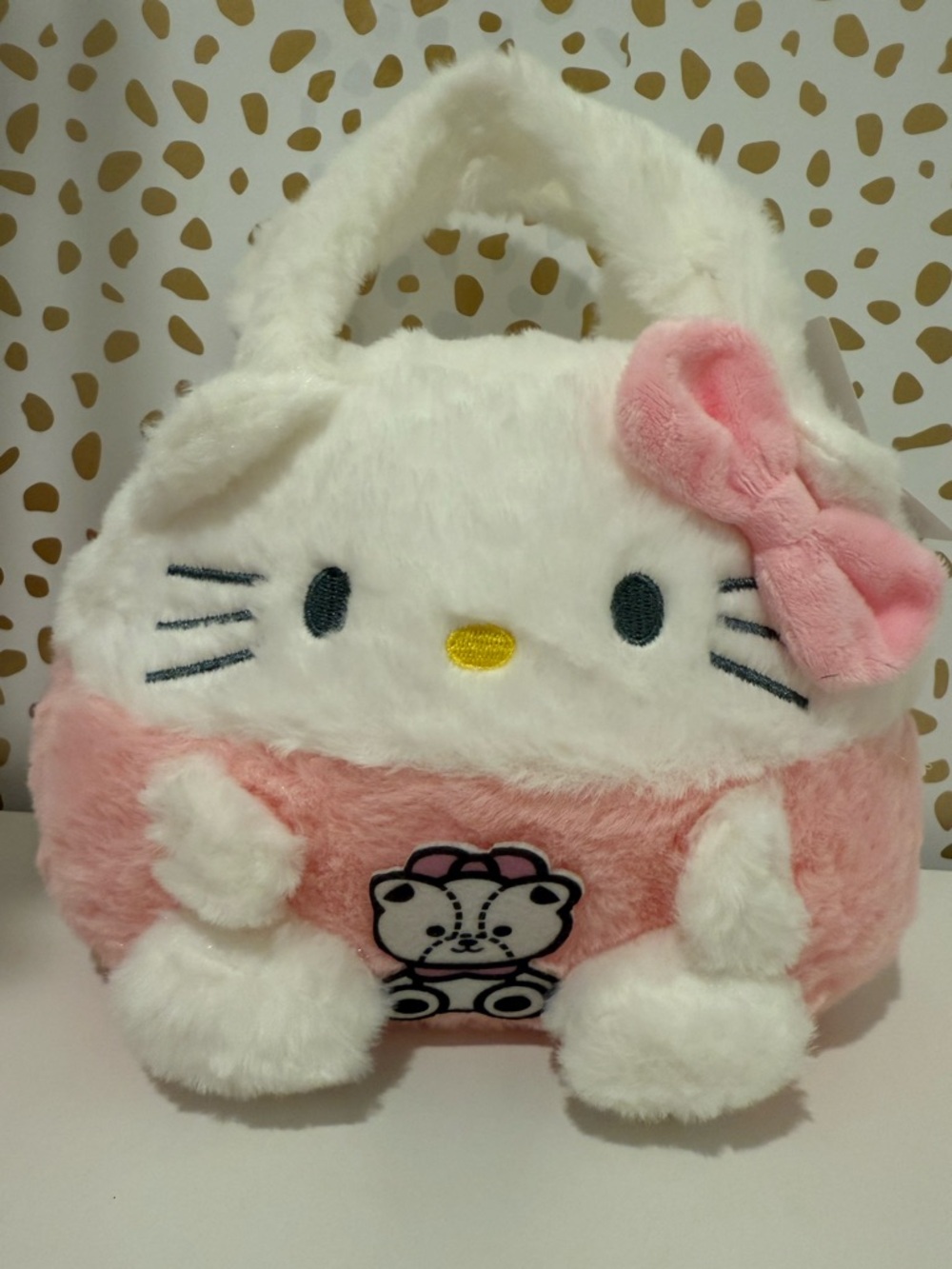 Hello Kitty White and Pink Plush Kids Mini Tote